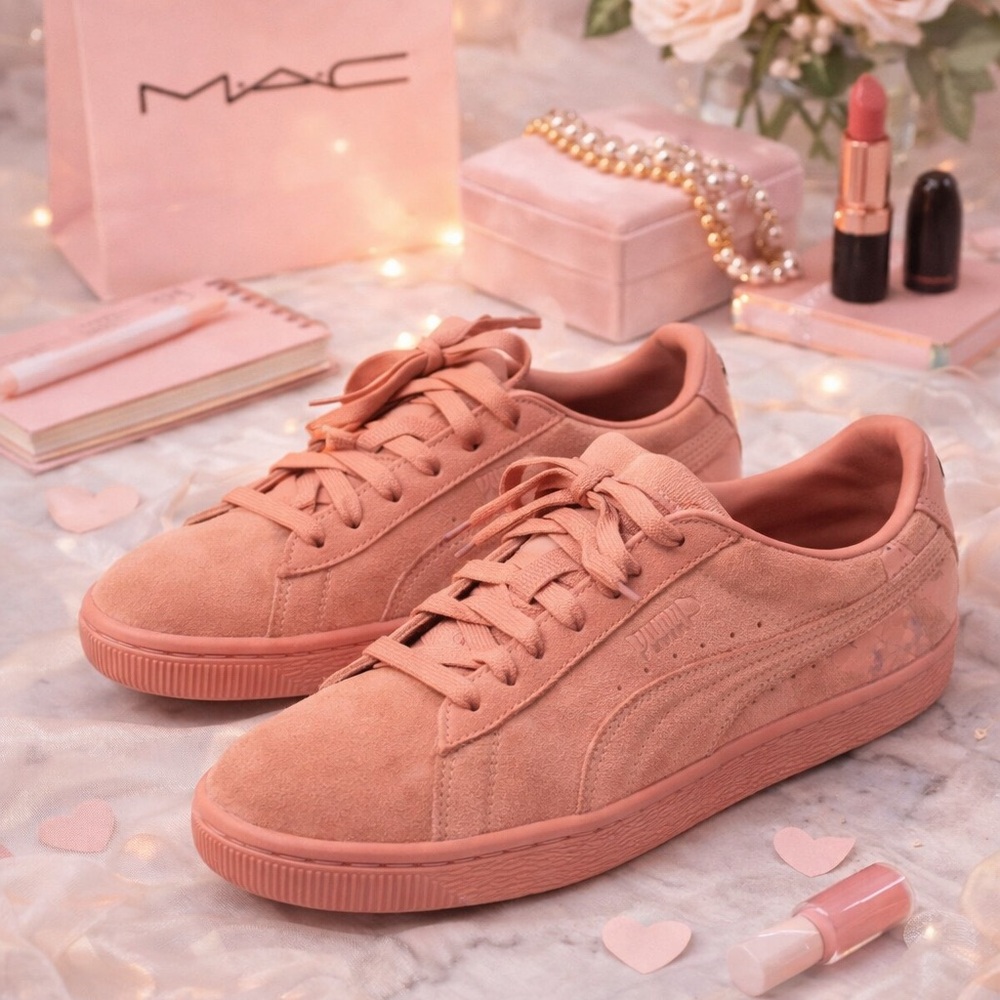 💄 Puma Limited Edition MAC collaboration Women's Pink Sneakers Size 9 - Picture 15 of 15